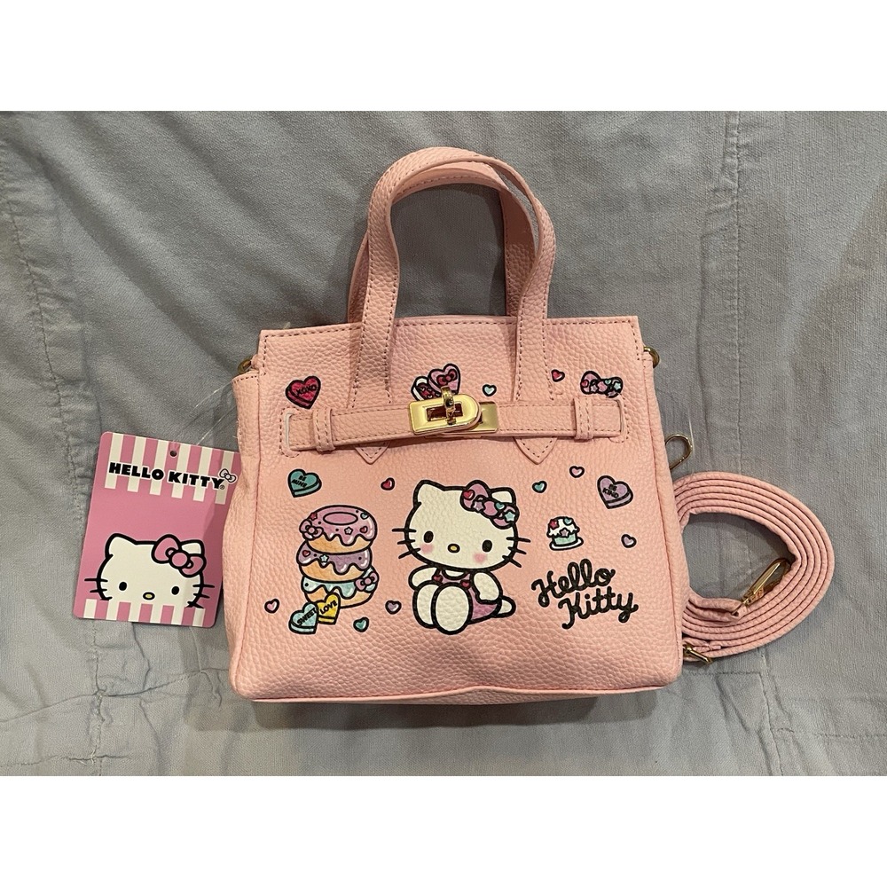 NEW Sanrio - Hello Kitty - Crossbody Tote Bag - Pebble Leather w/ Sweet Treats